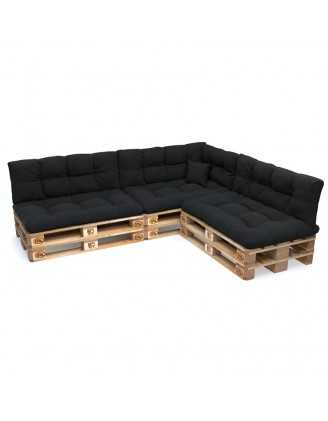 Set of 8 Garden Quilted Cushions 120x80 + 120x40 Black