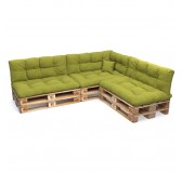 Set of 8 Pallet Cushions, 3x Seat + 3x Backrest + Side Cushion + Deco Cushion, Quilted, Lime