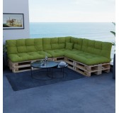 Set of 8 Pallet Cushions, 3x Seat + 3x Backrest + Side Cushion + Deco Cushion, Quilted, Lime