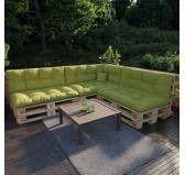 Set of 8 Pallet Cushions, 3x Seat + 3x Backrest + Side Cushion + Deco Cushion, Quilted, Lime
