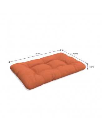 Set of 8 Pallet Cushions, 3x Seat + 3x Backrest + Side Cushion + Deco Cushion, Quilted, Orange
