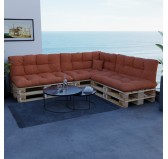 Set of 8 Pallet Cushions, 3x Seat + 3x Backrest + Side Cushion + Deco Cushion, Quilted, Orange