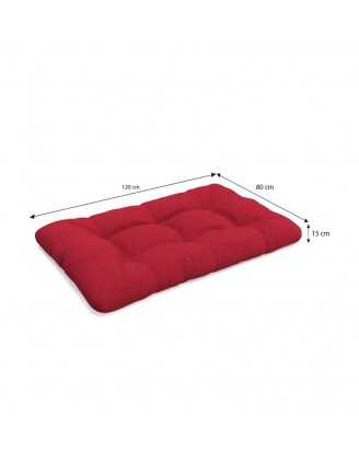 Set of 8 Pallet Cushions, 3x Seat + 3x Backrest + Side Cushion + Deco Cushion, Quilted, Red