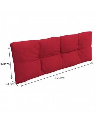 Set of 8 Pallet Cushions, 3x Seat + 3x Backrest + Side Cushion + Deco Cushion, Quilted, Red