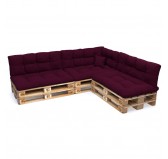 Set of 8 Pallet Cushions, 3x Seat + 3x Backrest + Side Cushion + Deco Cushion, Quilted, Violet