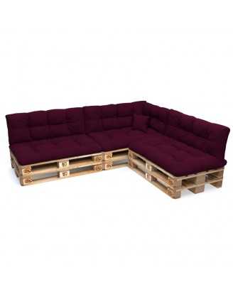 Set of 8 Pallet Cushions, 3x Seat + 3x Backrest + Side Cushion + Deco Cushion, Quilted, Violet
