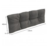 Pallet Garden Quilted Backrest Cushion 120x40x12 cm Grey