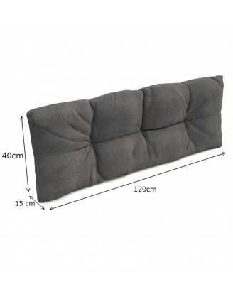Pallet Garden Quilted Backrest Cushion 120x40x12 cm Grey