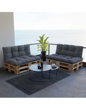 Pallet Garden Quilted Backrest Cushion 120x40x12 cm Grey