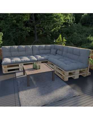 Pallet Garden Quilted Backrest Cushion 120x40x12 cm Grey