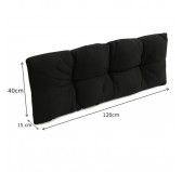 Pallet Garden Quilted Backrest Cushion 120x40x12 cm Black