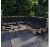 Pallet Garden Quilted Backrest Cushion 120x40x12 cm Black
