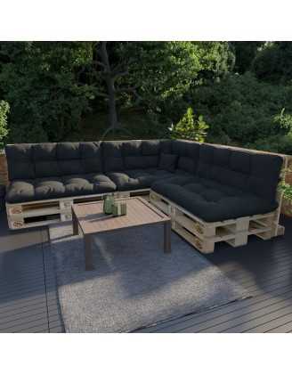 Pallet Garden Quilted Backrest Cushion 120x40x12 cm Black