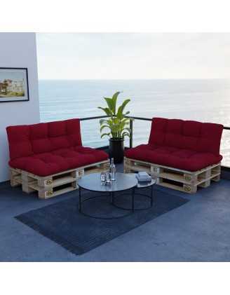 Pallet Backrest Cushion, Quilted, 120x40x12 cm, Red