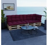 Pallet Backrest Cushion, Quilted, 120x40x12 cm, Burgundy