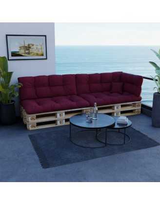 Pallet Backrest Cushion, Quilted, 120x40x12 cm, Burgundy