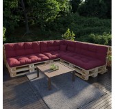 Pallet Backrest Cushion, Quilted, 120x40x12 cm, Burgundy
