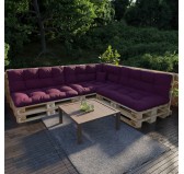 Pallet Backrest Cushion, Quilted, 120x40x12 cm, Violet