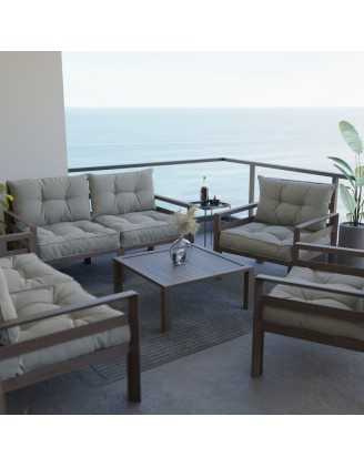 Set of 2 Garden Chair Cushion Beige 70x70 + 70x40