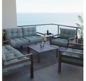 Set of 2 Garden Chair Cushion, Blue 70x70 + 70x40