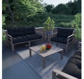 Set of 2 Garden Chair Cushion, Black 70x70 + 70x40
