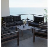 Set of 2 Garden Chair Cushion, Black 70x70 + 70x40