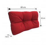 Set of 6 Pallet Cushions, 2x Seat + 2x Backrest + Side Cushion + Deco Cushion, Quilted, Red