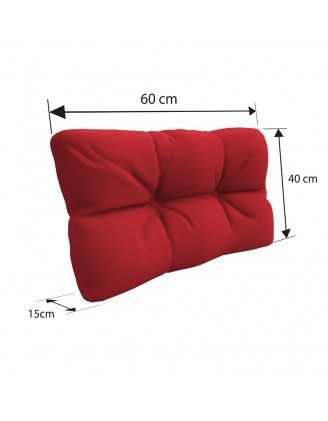 Set of 8 Pallet Cushions, 3x Seat + 3x Backrest + Side Cushion + Deco Cushion, Quilted, Red