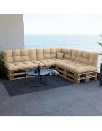 Pallet Side Cushion, Water-Resistant, Quilted, 60x40x12 cm, Beige