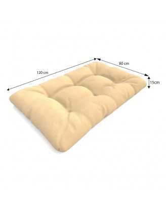 Set of 6 Pallet Cushions - 2x Seat + 2x Backrest + Side + Deco, Water-Resistant, Quilted, Beige