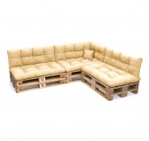 Set of 8 Pallet Cushions - 3x Seat + 3x Backrest + Side + Deco, Water-Resistant, Quilted, Beige