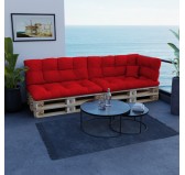 Pallet Side Cushion, Water-Resistant, Quilted, 60x40x12 cm, Red