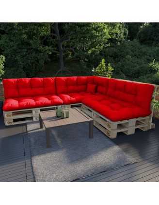 Pallet Side Cushion, Water-Resistant, Quilted, 60x40x12 cm, Red