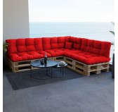 Pallet Side Cushion, Water-Resistant, Quilted, 60x40x12 cm, Red