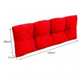Set of 2 Pallet Cushions - Seat 120x80 cm + Backrest 120x40 cm, Water-Resistant, Quilted, Red