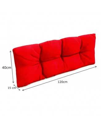Set of 2 Pallet Cushions - Seat 120x80 cm + Backrest 120x40 cm, Water-Resistant, Quilted, Red
