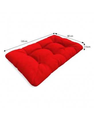 Set of 2 Pallet Cushions - Seat 120x80 cm + Backrest 120x40 cm, Water-Resistant, Quilted, Red