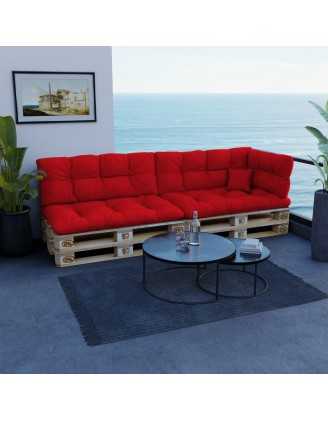 Pallet Backrest Cushion, Water-Resistant, Quilted, 120x40x12 cm, Red