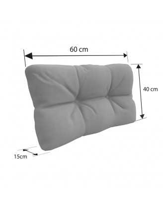 Pallet Side Cushion, Water-Resistant, Quilted, 60x40x12 cm, Grey