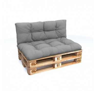 Set of 2 Pallet Cushions - Seat 120x80 cm + Backrest 120x40 cm, Water-Resistant, Quilted, Grey