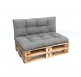Set of 2 Pallet Cushions - Seat 120x80 cm + Backrest 120x40 cm, Water-Resistant, Quilted, Grey