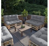 Set of 2 Pallet Cushions - Seat 120x80 cm + Backrest 120x40 cm, Water-Resistant, Quilted, Grey
