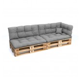 Set of 6 Pallet Cushions - 2x Seat + 2x Backrest + Side + Deco, Water-Resistant, Quilted, Grey