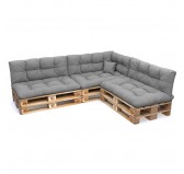Set of 8 Pallet Cushions - 3x Seat + 3x Backrest + Side + Deco, Water-Resistant, Quilted, Grey