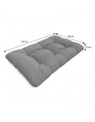 Set of 8 Pallet Cushions - 3x Seat + 3x Backrest + Side + Deco, Water-Resistant, Quilted, Grey