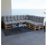 Set of 8 Pallet Cushions - 3x Seat + 3x Backrest + Side + Deco, Water-Resistant, Quilted, Grey
