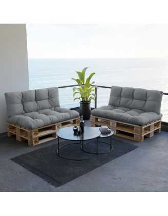 Pallet Backrest Cushion, Water-Resistant, Quilted, 120x40x12 cm, Grey