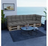 Pallet Backrest Cushion, Water-Resistant, Quilted, 120x40x12 cm, Grey