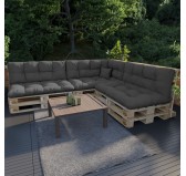 Pallet Side Cushion, Water-Resistant, Quilted, 60x40x12 cm, Anthracite