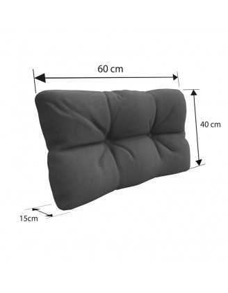 Pallet Side Cushion, Water-Resistant, Quilted, 60x40x12 cm, Anthracite